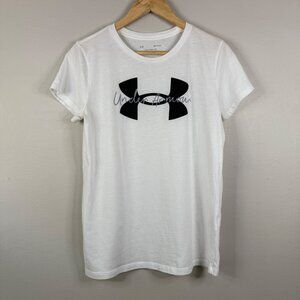 Under Armour Womens White Classic Tee Shirt Size M Cotton Blend